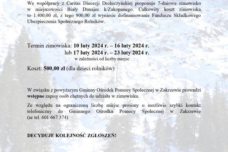 Zimowisko dla dzieci rolników