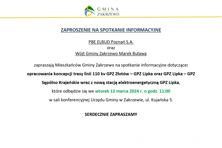 ZAPROSZENIE NA SPOTKANIE INFORMACYJNE