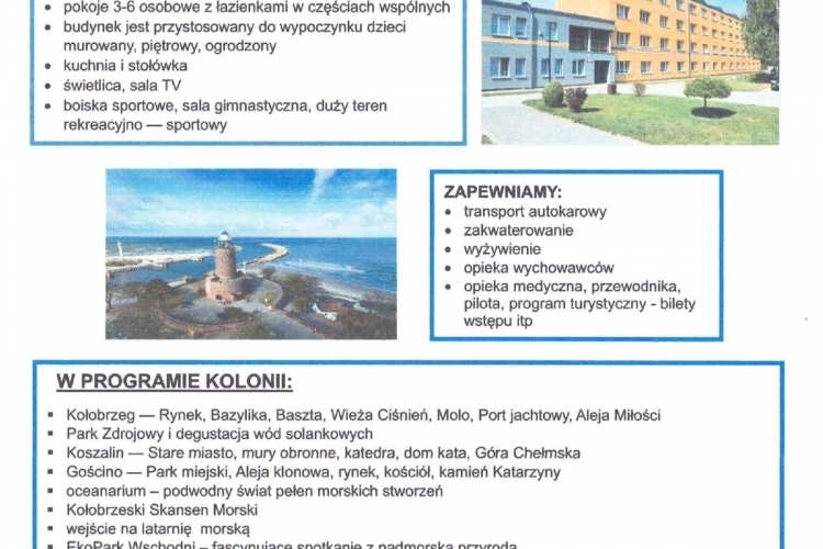 Kolonie nad morzem dla dzieci rolników