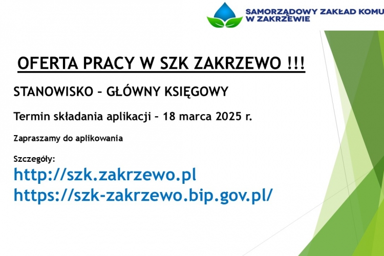 Samorządowy Zakład Komunalny w Zakrzewie poszukuje pracownika !