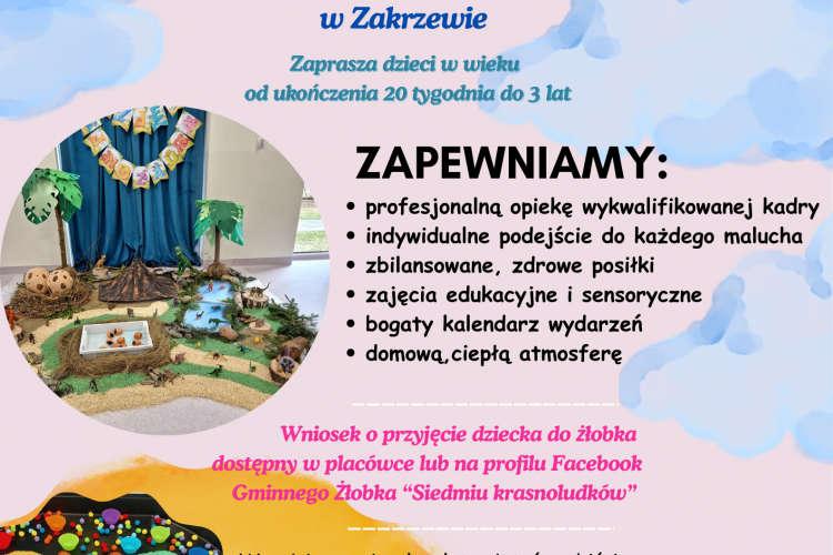 Miniatura Trwa rekrutacja do Gminnego Żłobka im. Siedmiu Krasnoludków w Zakrzewie