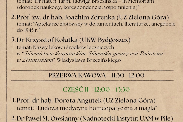 Konferencja naukowa “Od zioła do apteki poprzez wieki”