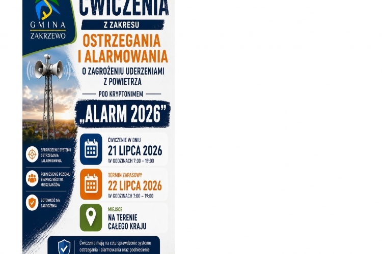 Miniatura INFORMACJA O ĆWICZENIACH "ALARM 2026"